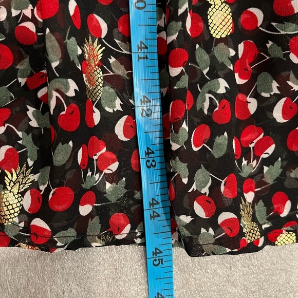 [M]Axara Paris Deep V Tied Neck S/S Cherry Pinapple Chiffon Dress - Picture 12 of 13